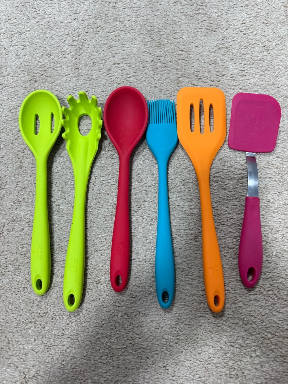 Colorful Silicone  Kitchen Utensil Set - Green, Red, Blue, Orange, Pink